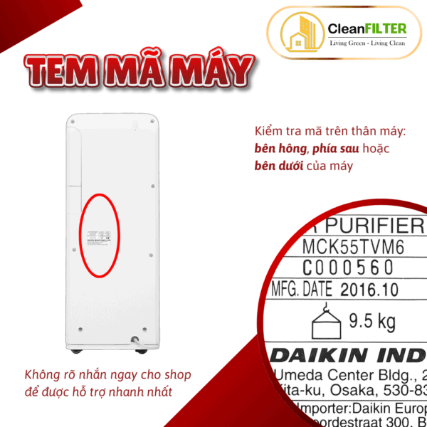 Màng lọc không khí Daikin: MC30YVM7, MC40UVM6-7, MC55UVM6, MCK55TVM6, MCK55X, MCK55V, ACK55T... - Hình ảnh 2