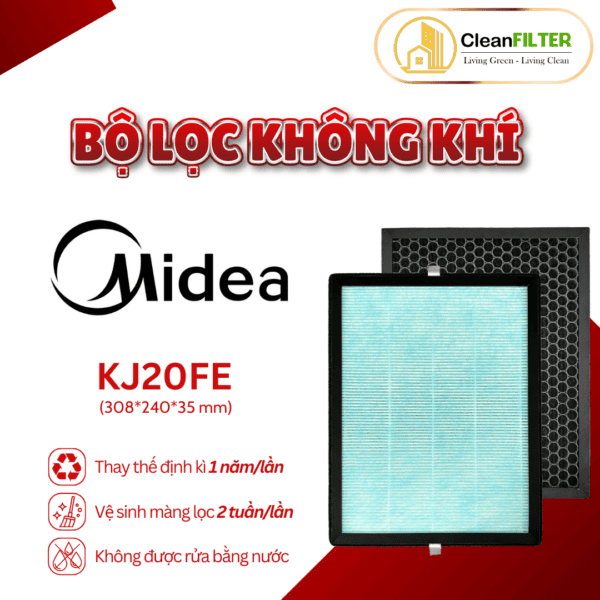 Màng lọc không khí MIDEA: KJ20FE, MAP-210GC46, MAP-200GD41,..màng lọc kết hợp HEPA và Than hoạt tính - Hình ảnh 2