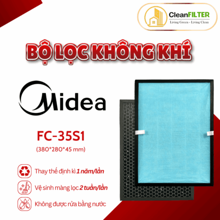 Màng lọc không khí MIDEA: FC-35S1, KJ350G-S1, MAP-350GS1,... màng lọc kết hợp HEPA và Than hoạt tính