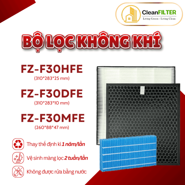 Màng lọc không khí thay thế Mã: FZ-F30HFE, KC-F30EV, 30T5, FP-J30E, JM30V, F30E, GM30E, FU-A28EV,... - Hình ảnh 9