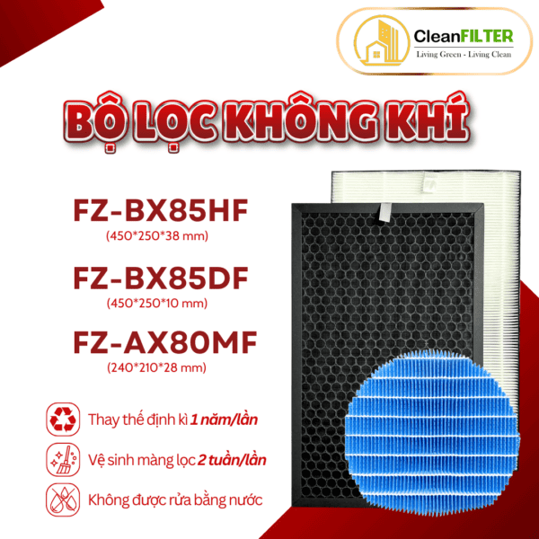 Màng lọc không khí thay thế Mã: FZ-W80HF, KC-BX85, KI-AX80, DX85, FP-J60E, J80EV, J80HFE, J80DFE,... - Hình ảnh 2