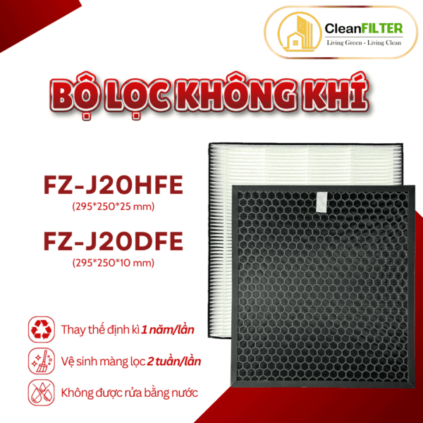 Màng lọc không khí thay thế Mã: FZ-J20HFE, DW-J27FV-S, Hút ẩm kèm lọc không khí, 2in1, màng lọc Hepa - Hình ảnh 2