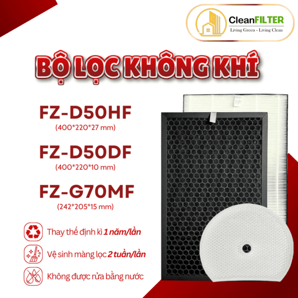 Màng lọc không khí thay thế Mã: FZ-D50HF, KI-GS50, JS50, HS50, LS50, S50E5, S50E6, S50E7,... - Hình ảnh 2