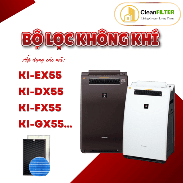 Màng lọc không khí thay thế Mã: FZ-E55HF, KI-EX55, KI-DX55, KI-FX55, KI-GX55,... Màng lọc Hepa