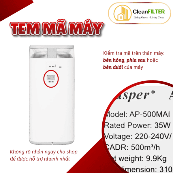 Màng lọc không khí Casper AP-500MAI – màng lọc kết hợp HEPA và Than hoạt tính - Hình ảnh 3