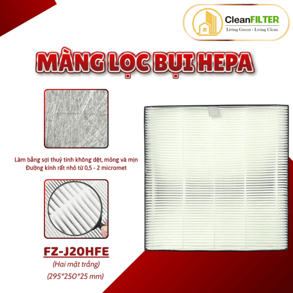 Màng lọc không khí thay thế Mã: FZ-J20HFE, DW-J27FV-S, Hút ẩm kèm lọc không khí, 2in1, màng lọc Hepa - Hình ảnh 6