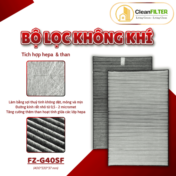 Màng lọc không khí thay thế Mã: FZ-G40SF, KI-HS40, LS40, JS40, NS40, LD50, ND50, PD50..màng lọc Hepa - Hình ảnh 5
