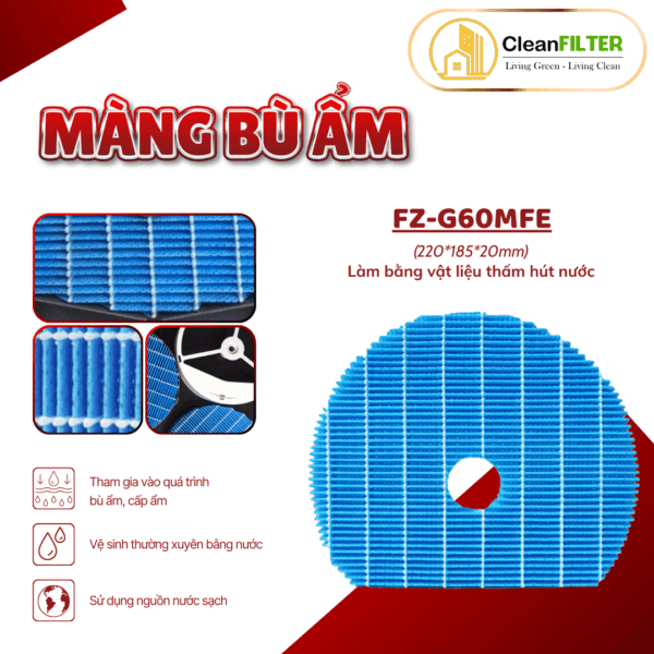 Màng lọc không khí thay thế Mã: FZ-D60HFE, KC-G60EV-W. Màng lọc Hepa, Màng lọc than, màng bù ẩm - Hình ảnh 4