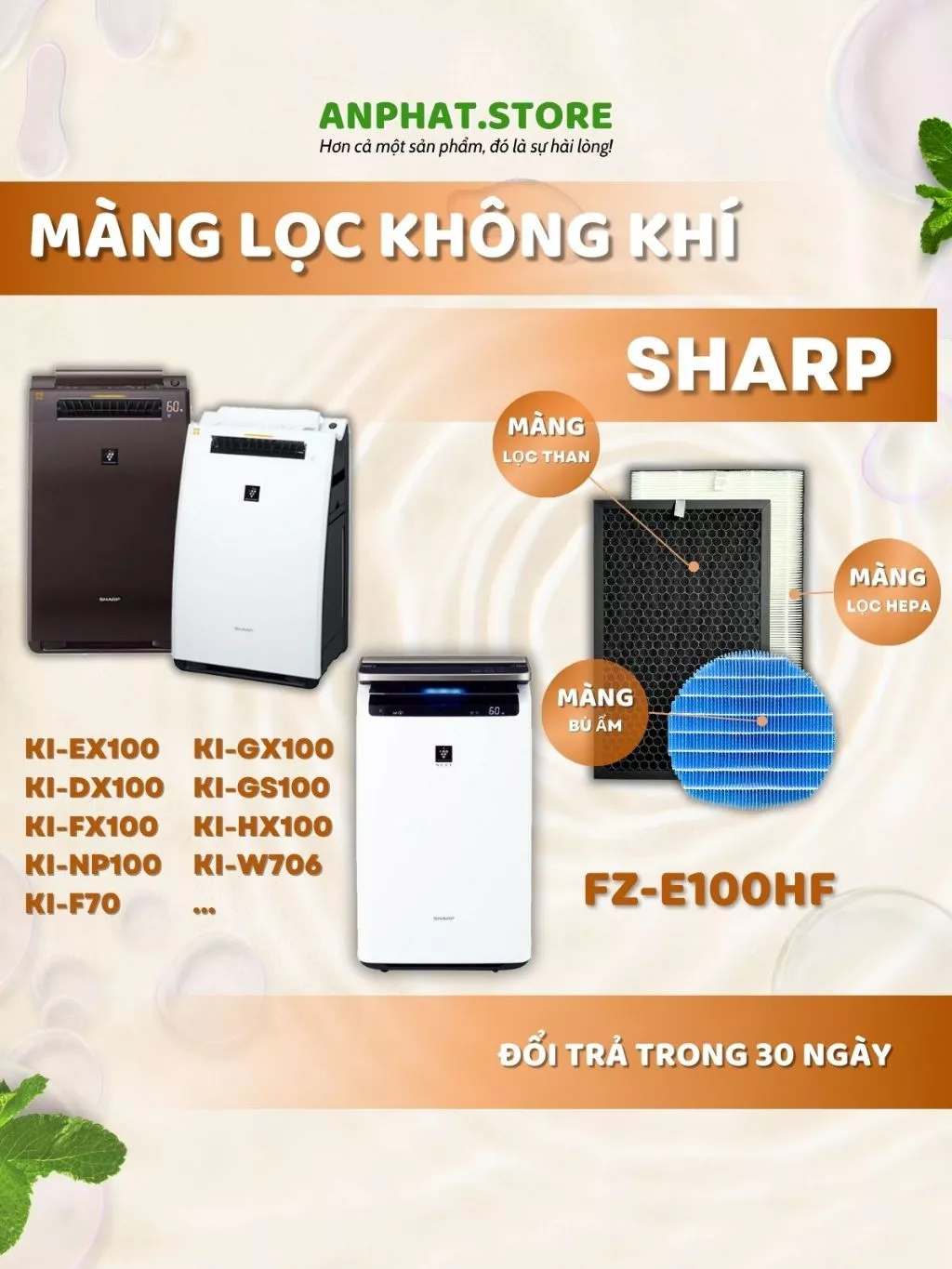 Màng lọc không khí FZ-E100HF, KI-EX100, DX100, FX100, GX100, GS100, HX100, GF70, WF70... 1 Màng lọc không khí FZ-E100HF, KI-EX100, DX100, FX100, GX100, GS100, HX100, GF70, WF70...