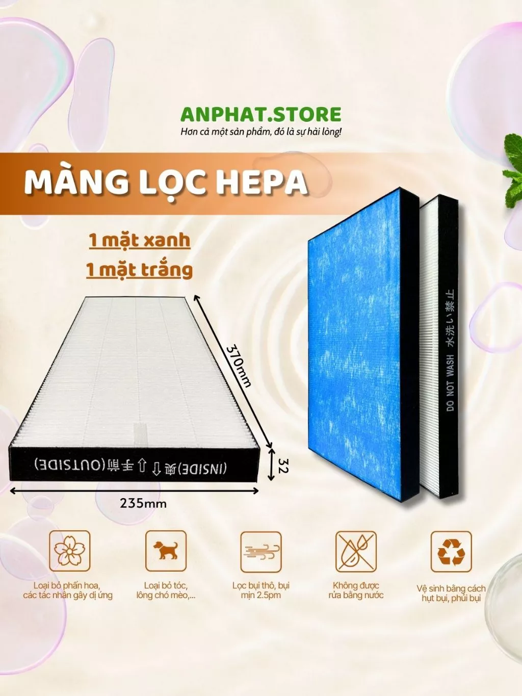 Màng lọc không khí FZ-W45HF, KC-W45, Y45,B50,A50,C70,A40,Z40,Z45 B40, 500Y5, 20TX1... 5 Màng lọc không khí FZ-W45HF, KC-W45, Y45,B50,A50,C70,A40,Z40,Z45 B40, 500Y5, 20TX1... - Hình ảnh 5
