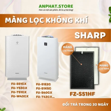 Màng Lọc Không Khí Sharp : FZ-S51HF, FU-S51CX, Y53CX, T51CX, W43CX, 51E2C, 51K5C,S40CX,T43CX...