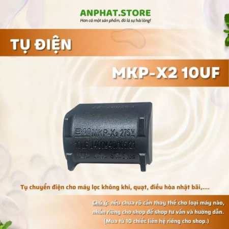 Tụ Điện MKP-X2 10uF 275VAC 400VDC pitch 31mm Đen Size 36x23x33mm