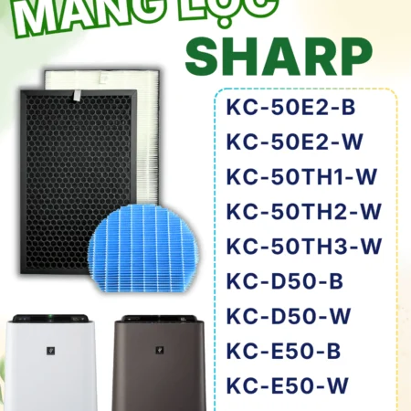 Màng Lọc Không Khí Sharp Mã: FZ-D50HF, KC-D50,E50,M501,R50,J50, Size: 400x220x27mm,400x220x10mm